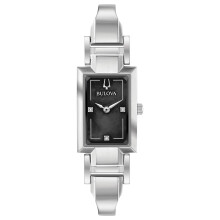 Bulova Ladies' Classic Diamond Dial Quartz Stainless Steel Watch Rect