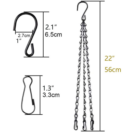 HHTHH 4pcs Correntes Pretas de 22 polegadas para Cestos Pendentes com Ganchos 1