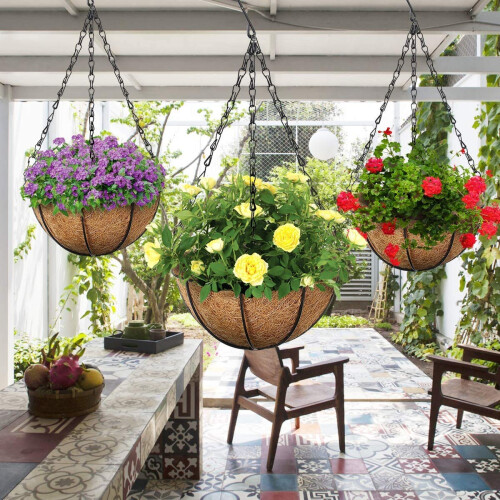 HHTHH 4pcs Corrente de Cesta Suspensa Preta de 18 Polegadas com Ganchos para Plantas e Lanternas 1