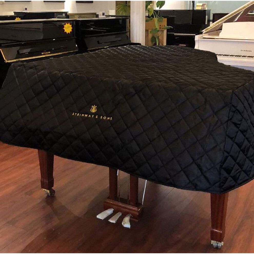 Toryo Klavierabdeckung F R Steinway Modell M Mit Logo-Stickerei, 5'7 Zoll, Gestepptes Schwarzes Nylon Mit Seitlichen Schlitzen-image