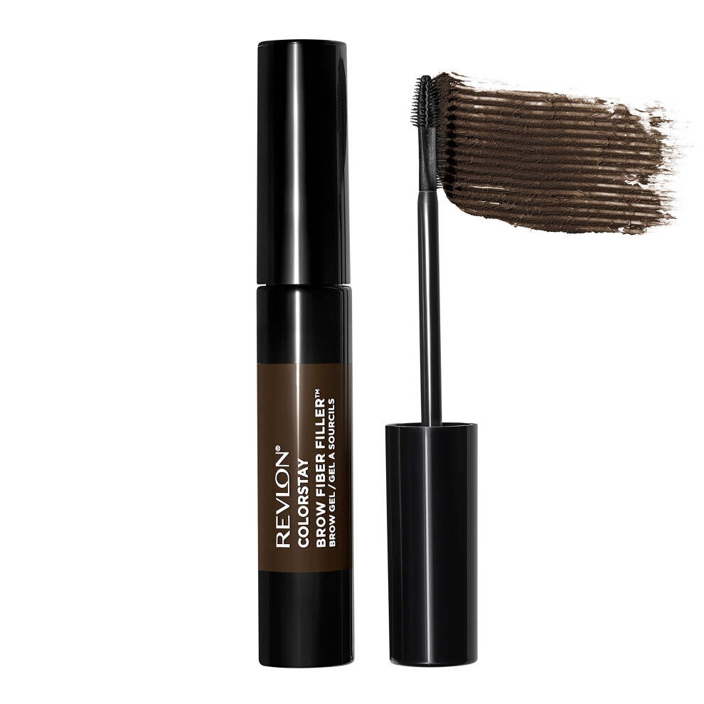 REVLON ColorStay Brow Fiber Filler, Longwearing & Volumizing Waterproof Eyebrow Gel, 305 Dark Brown, 0.23 fl. oz.