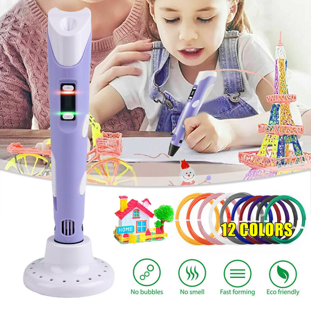 3D Printing Pen with LCD Screen + 36m PLA ABS Filament Toys Xmas Gift