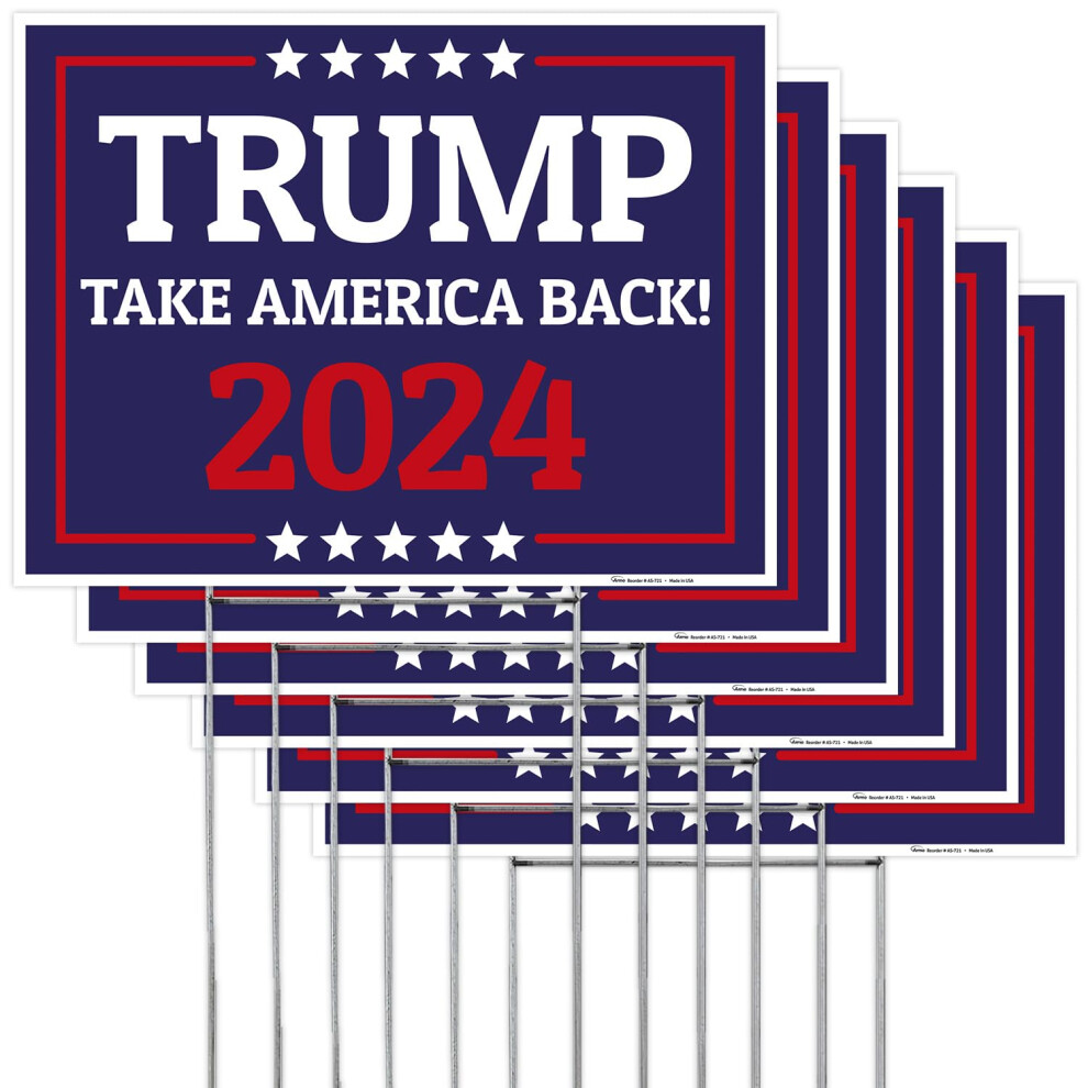 Panneau de jardin Trump God Guns Country Trump 2024 Lot de 6 panneaux 18 x 24 pouces Double face avec piquet en m   tal H    tanche 2024 Poli