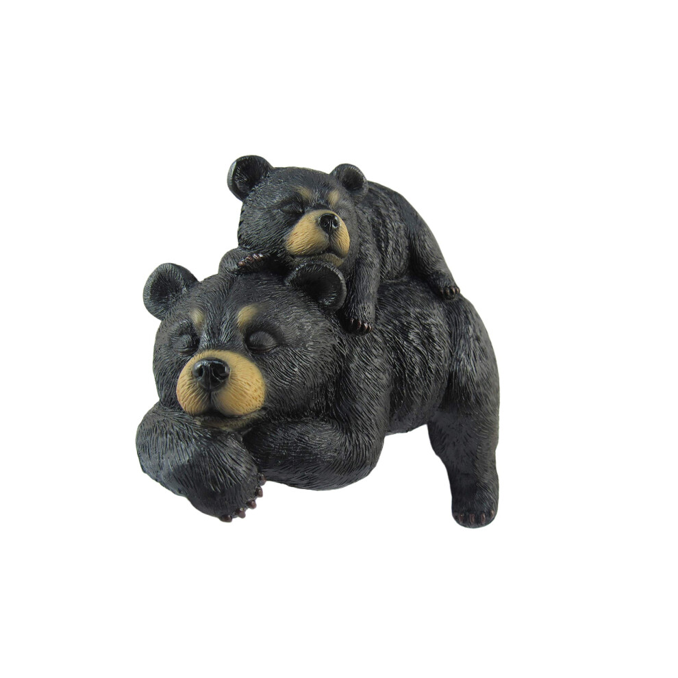 Figurine d'ours noir assis sur une    tag   re DWK | Accessoires de d   coration pour cabane d'ours