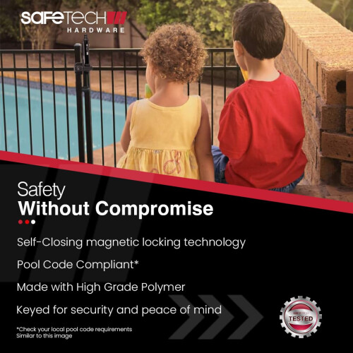 Microsoft Safetech Hardware Magnetic Top Pull Gate Latch  Key Lockable Vertical Pull Gate Lock  Pool  Child Safety Gate Hardware  Kid 1