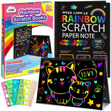 Zmlm Scratch Paper Art-Crafts Gift: 2 Pack Bulk Rainbow Magic Paper Supplies Toys For 3 4 5 6 7 8 9 10 Year Old Girls Kids Favors Gifts For Birth