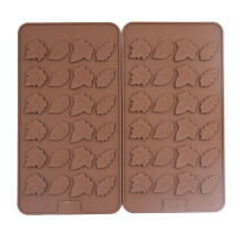 Sowaka 2 stk Bladform chokoladeform 24 hulrum brun silikone bl?d form til orlov Bagning slikmuffin