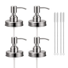Pachet de 4 capace pentru dozator de sapun pentru borcan Mason cu pompe Capace pentru dozator de sapun pentru lo?iune din o?el inoxidabil reziste