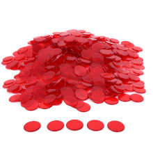 GSE 500 st 3/4-tums plasttransparenta bingobrickor för bingospel, klassrum, spelkväll (Röd)