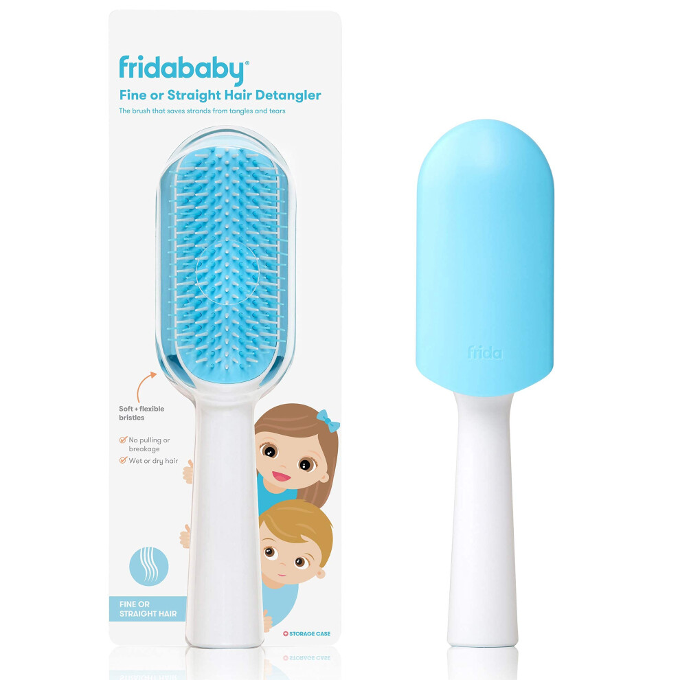 Frida Baby Toddler Detangling Hair Brush for Fine or Straight Hair | No Hair Pulling or Breakage, Wide Toothed Comb + Gentle Bristle, Detangles Knots, Use on Wet or Dry Hair, Blue - Image 2