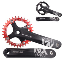 Bucklos MTB 170mm firkantet konisk krumtap 104 BCD Mountain Bike Smal Wide Tooth Chainring 32/34/36/38/40/42T Enkelthastighedsrunde/oval k?deh?de