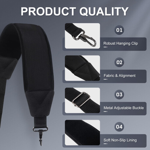 Ζώνη ώμου LZFAN, Ρυθμιζόμενη ενιαία padded strap, Καθολική αντικατάσταση (Μαύρη) 2