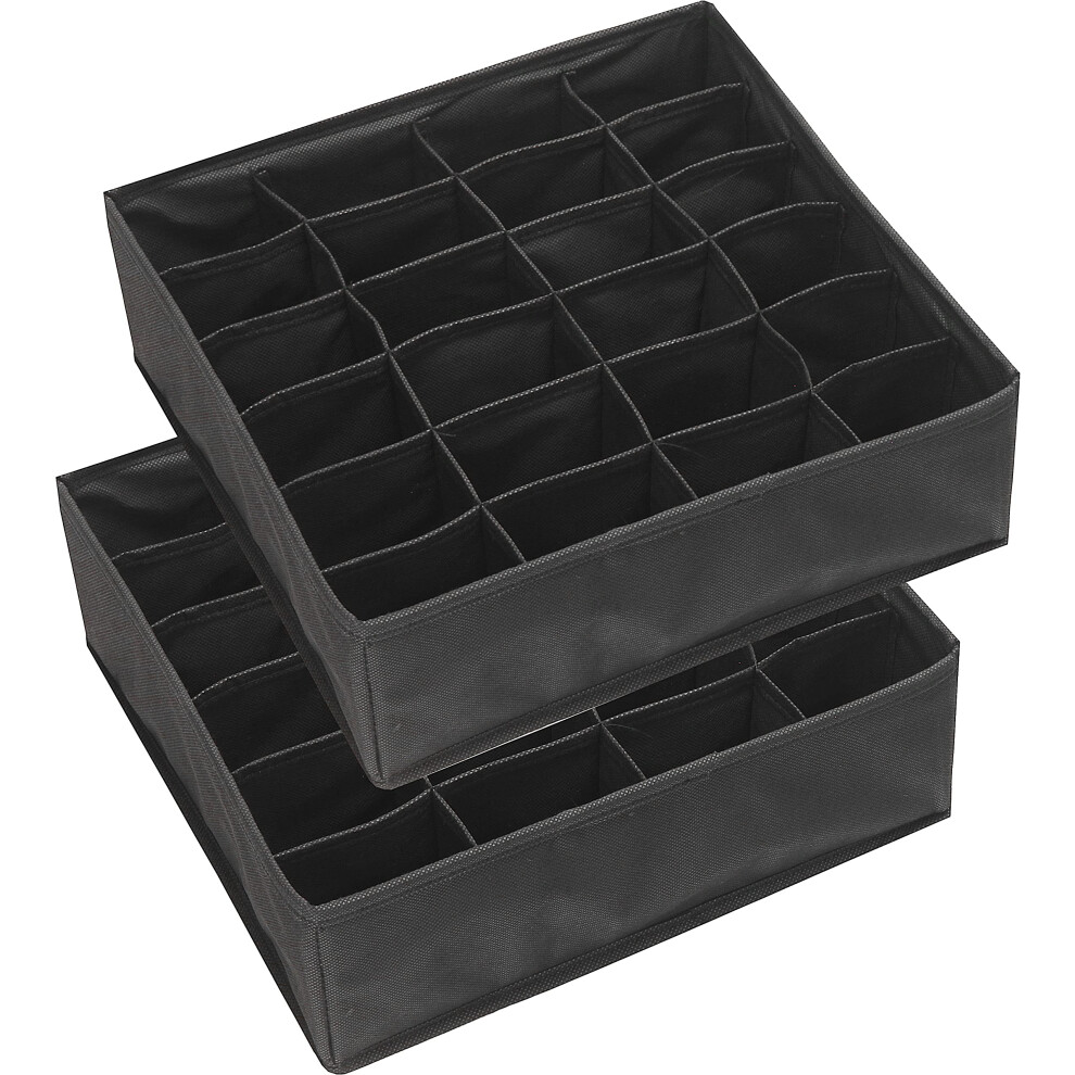 Simple Houseware 2Er-Pack Schrank-Socken-Organizer, 24-F Cher-Schubladenteiler, Schwarz-image