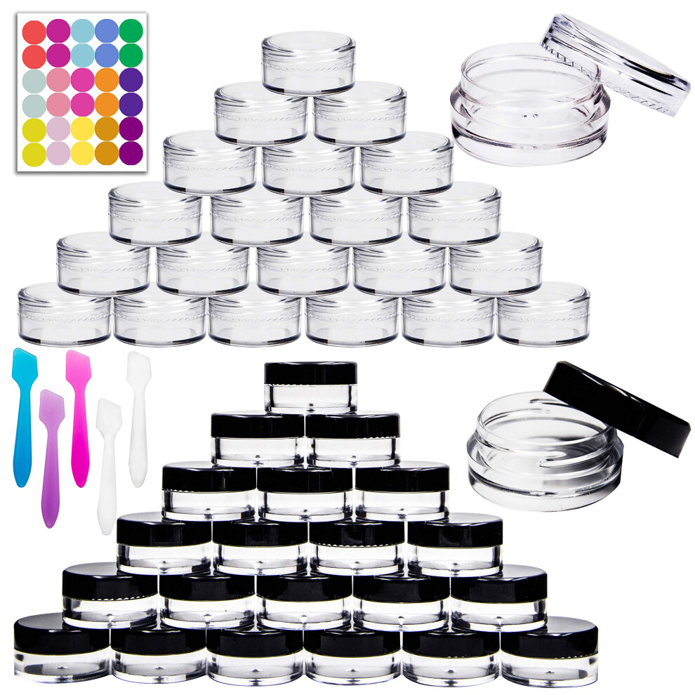 Jongste Youngever 140 Pcs Empty Plastic Cosmetic Samples Containers Plastic Jars With Lids 5 Mini Spatulas 3 Gram