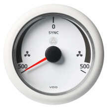 VDO A2C59512403 Marine 3-3/8 [85mm] Viewline Synchronizer -500/+500 RPM - 8 to 32v - White Dial & Bezel