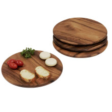 Pratos Redondos de Acácia, Conjunto com 4, 9" para Servir Charcutaria, Sushi, Sobremesa, Pão e Mais