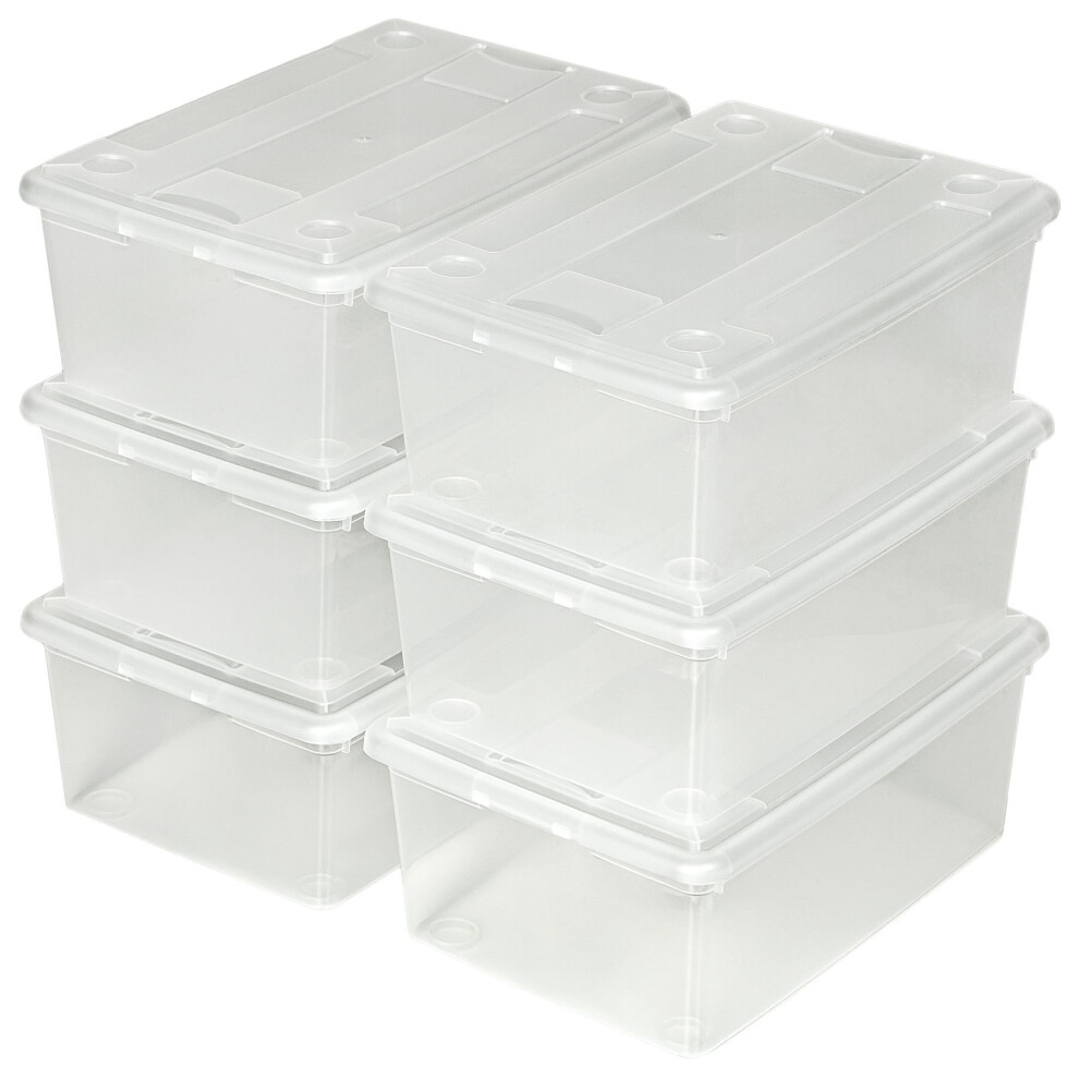 Quality Plastic Storage Boxes Clear Shoe Box Lids Home Office Stackable 9 Litre