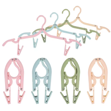 (Pink) 10pcs Foldableable Clothes Hanger Travel Portable