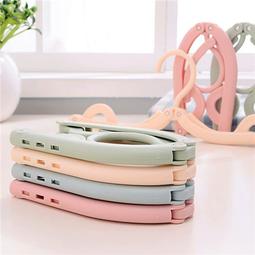 (Pink) 10pcs Foldableable Clothes Hanger Travel Portable 2