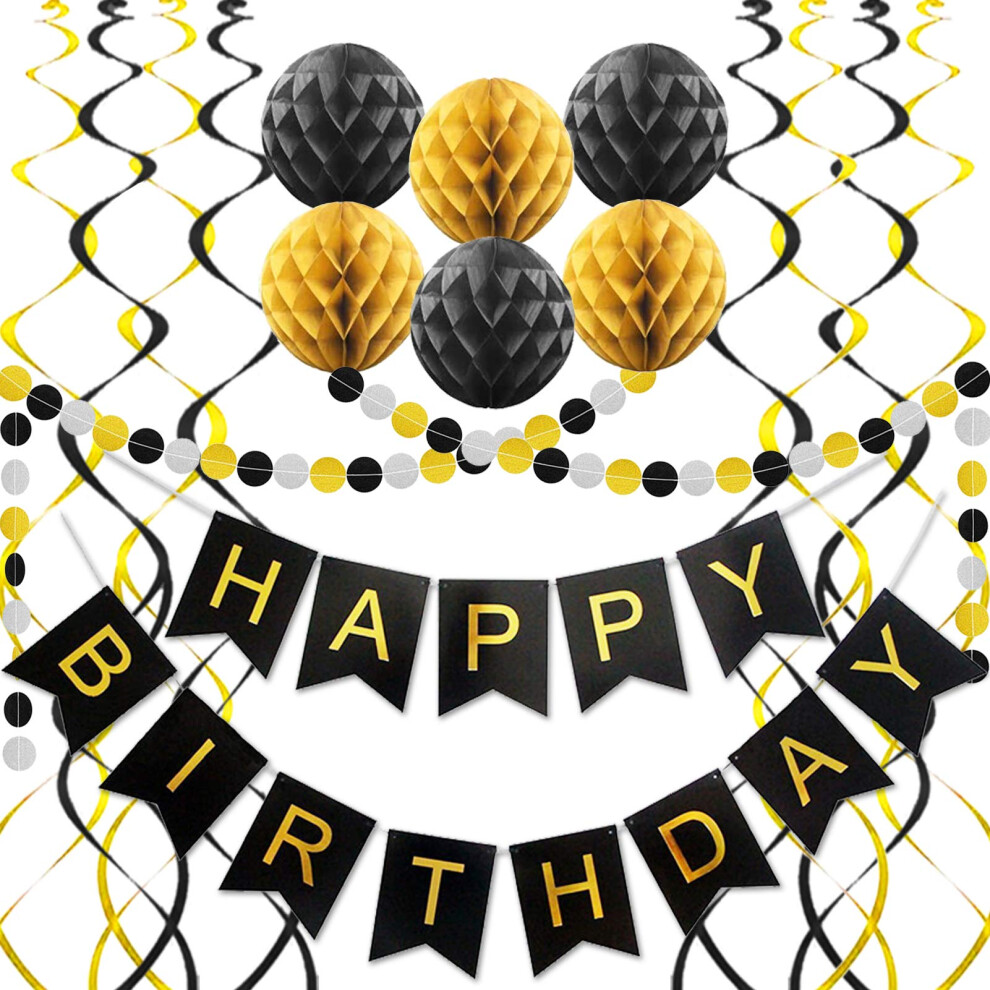 Alles Fun Pink Birthday Decorations With Happy Birthday Banner Paper Honeycomb Balls Circle Garland And Hanging Swirl Decorations Birthday Party De
