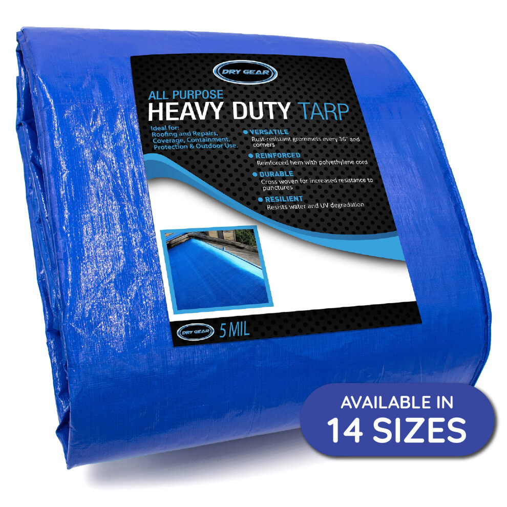 Tarps Heavy Duty Waterproof 16X20 All Purpose 5 Mil Tarp High Durability 16X20 Tarp Construction Rain Shelter Outdoor Co 713152253063