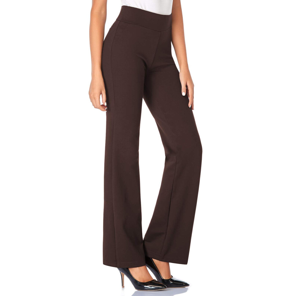 Pantalon Taille Haute Extensible Pour Femme Tapata 28303234, Coupe Bootcut, Grande, Petite, Classique, Pour Le Bureau, Style D Contract , Marron,-image