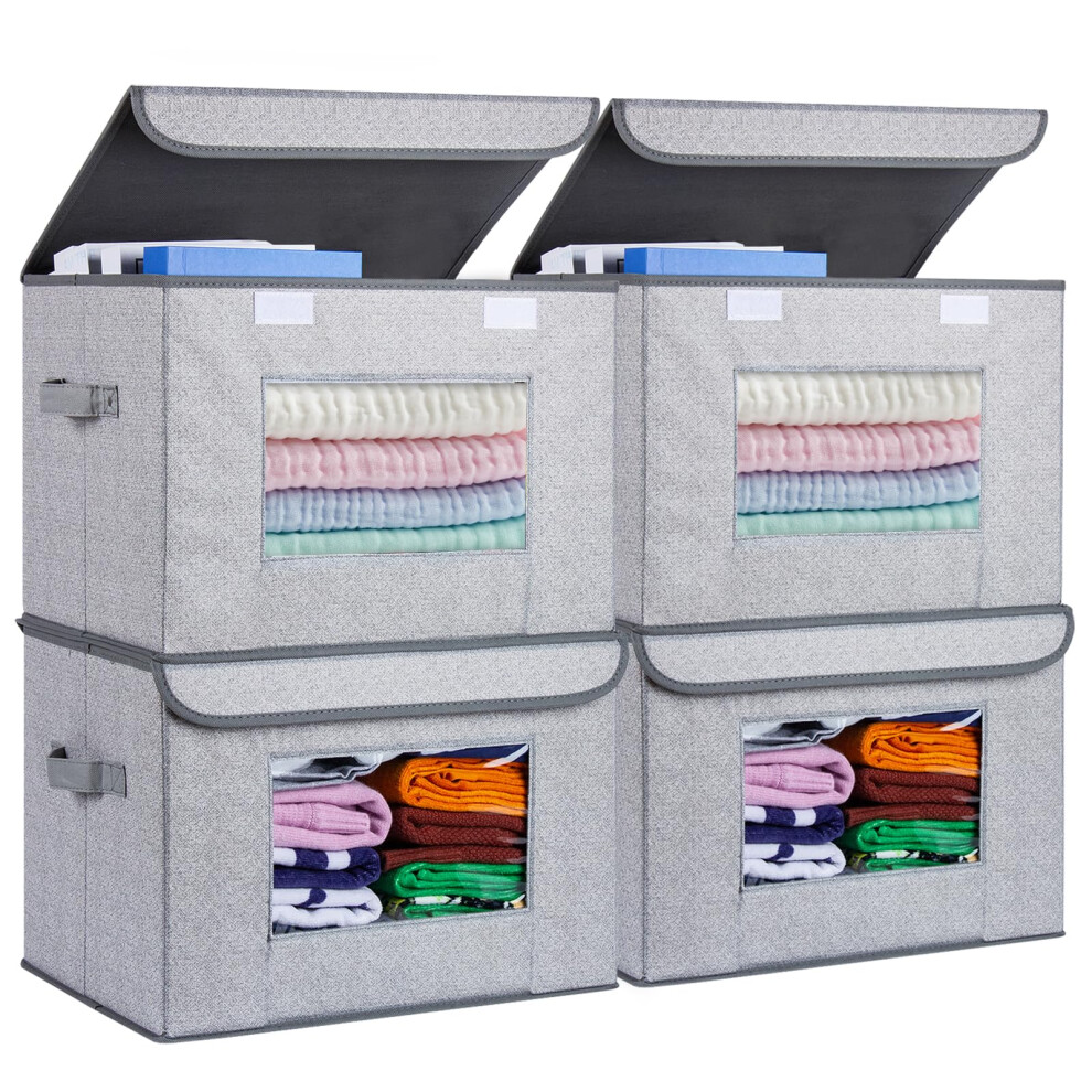 Univivi Fabric Foldable Storage Boxes [4-Pack] Large Collapsible Stack
