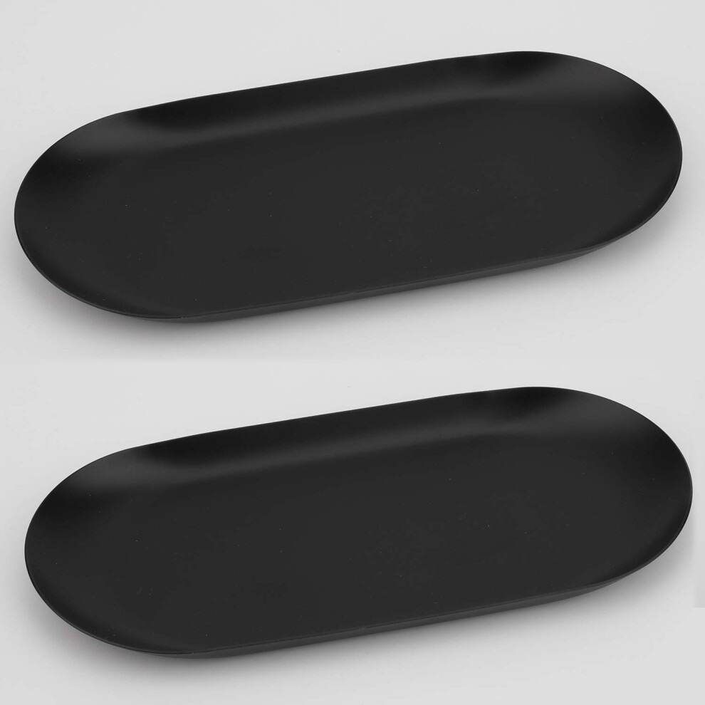 Ensemble de 2 plateaux d   coratifs en acier inoxydable pour bijoux de 7 pouces de long