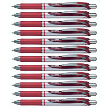 Pentel EnerGel RTX Retractable Gelpenna, (0.7mm) Medium linje, Burgunder bläck, 12-pack