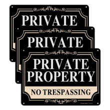 3 Pack No Trespassing Signs Private Property 10x7 Inch Rust Free Alumi