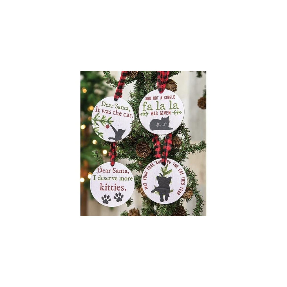 D   coration de No   l HM de la collection Hearthside - Lot de 4    tiquettes cadeaux Prim Cat