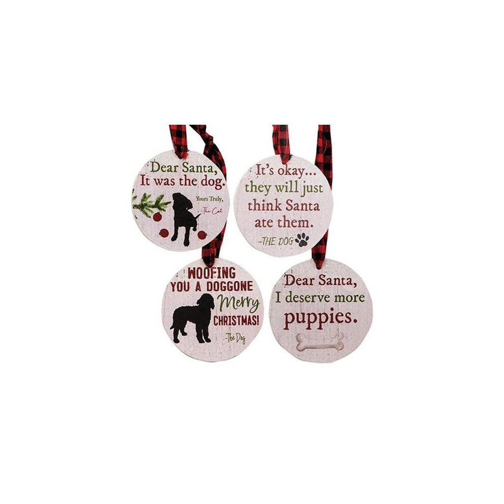 D   coration de No   l de la collection Hearthside - Lot de 4    tiquettes cadeaux Prim Dog