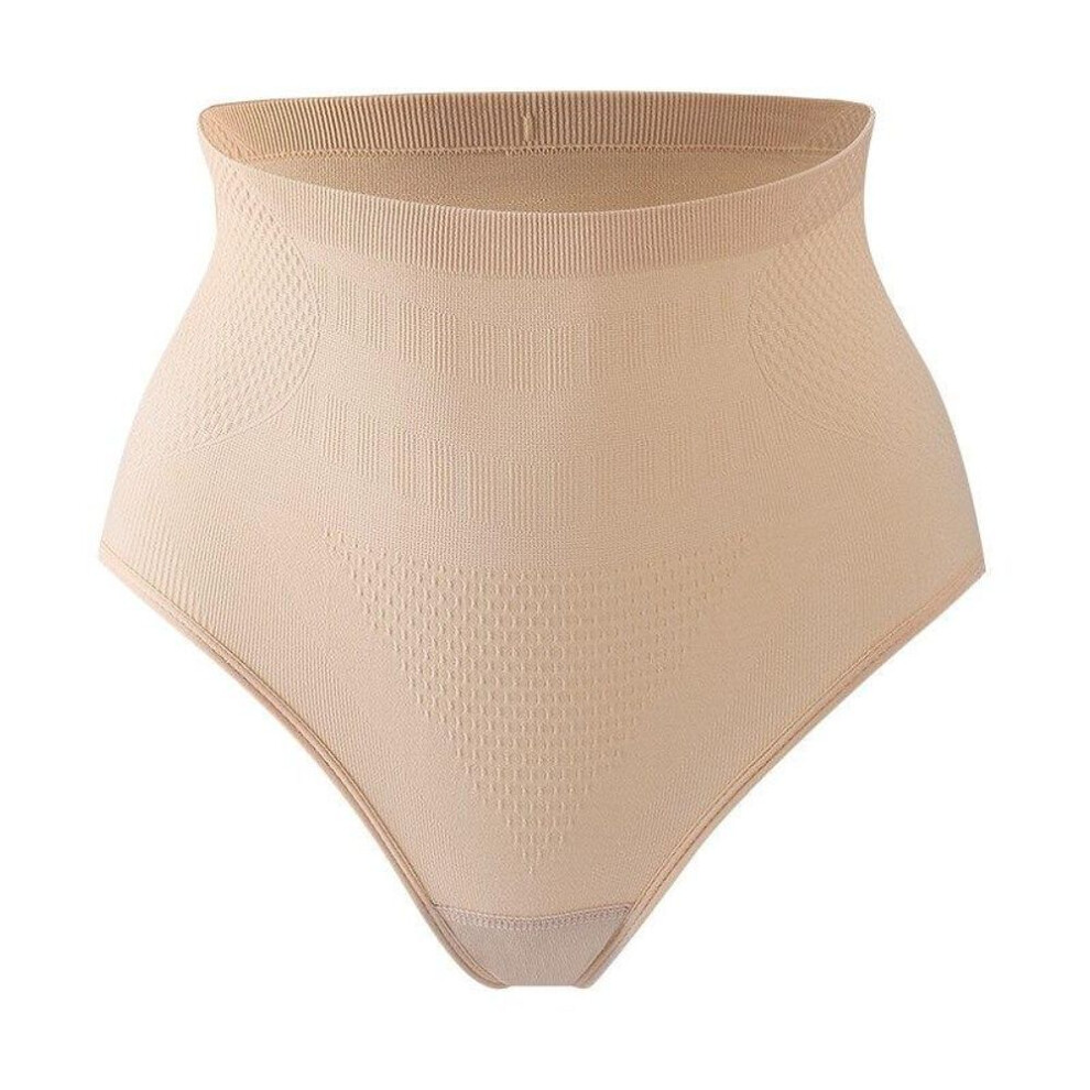 (beige, XL) Flarixa Seamless Panties High Waist Flat Belly Sheathing Briefs Antibacterial Cotton Crotch Thong Women&apos;s Sexy HipLift Underwear