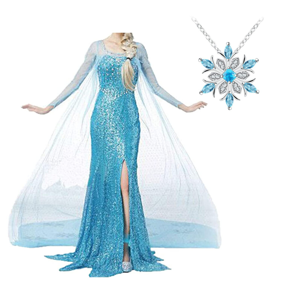 Robe de princesse reine des neiges pour femme adulte, d   guisement de f   te, d   guisement d'Halloween, cosplay (elsa1 S)