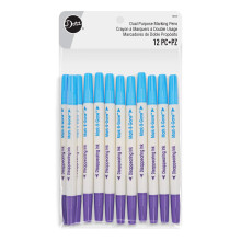 Dritz Dual Purpose BGone & Disappearing Ink  12 pc Marking Pens  Blue/Purple Count