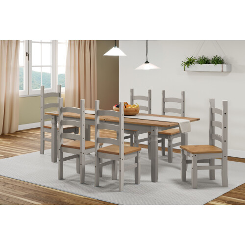 Mercers Furniture Corona Grey Wax Large Extending Dining Table & 6 Chairs