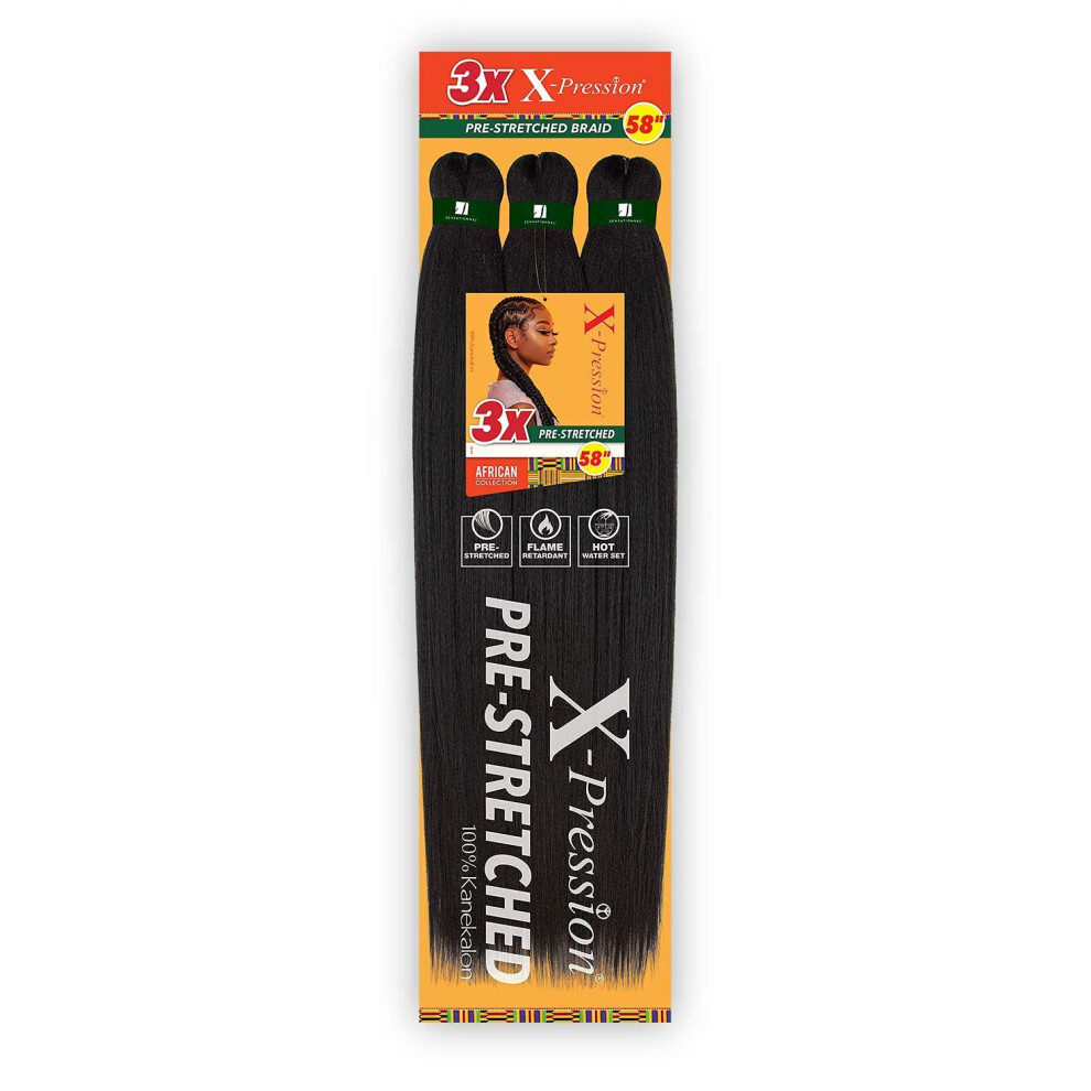 Sensationeel Unisex Not,Specified Sensationnel X-Pression Synthetic Braid - 3X Pre-Stretched 58 Inch (350)