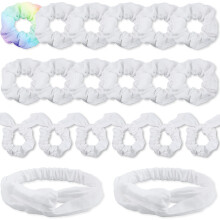 IVARYSS White Scrunchies for Tie Dye DIY Cotton Bow Scrunchies Headb