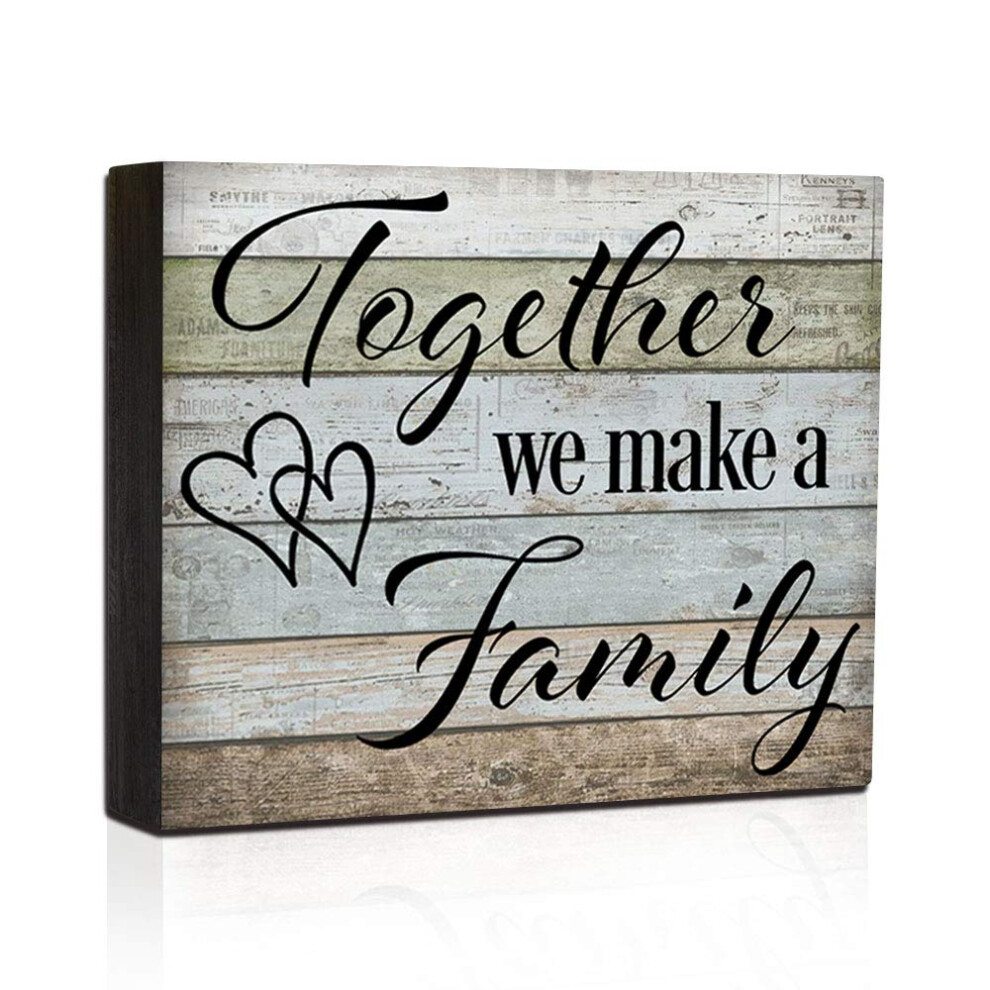 Box Sign Wood Block Sign Quote Sign - Together We Make A Family-Home Decor Wall Hanging Box Sign
