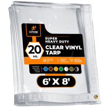 6 'x 8' prelata de vinil limpede - Super Heavy Duty 20 Mil Transparent Waterproof PVC prelata din PVC cu gru de arama - pentru carcasa de terasa
