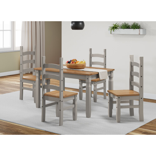 Mercers Furniture Corona Grey Wax Budget Dining Set Solid Pine Furniture