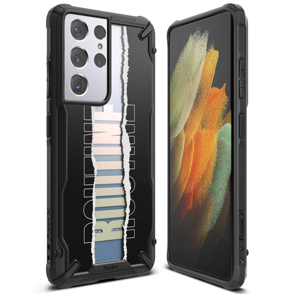 Ringke Fusion-X Design Compatible With Galaxy S21 Ultra Case Design Print Heavy Duty Shell - Routine 8809785453351