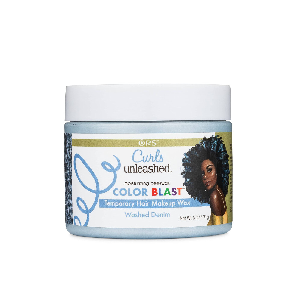 ORS Curls Unleashed Color Blast Hair Wax  Temporary Curl Defining Wax  Washed Denim  (6.0 oz)