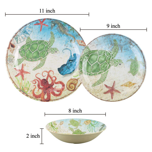 UPware 12-Piece Melamine Dinnerware Set  Includes Dinner Plates  Salad 2