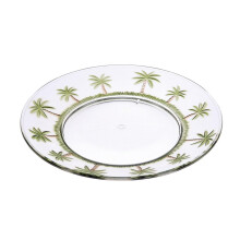 LeadingWare Palm Tree Design 9 Acrylic Dinner Plates Set of 4 Crystal Clear Plastic Plates Reusable Unbreakable Kitchen Plat
