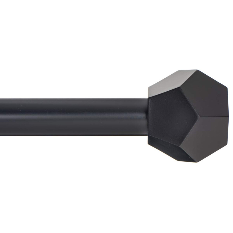 Ivilon Drapery Treatment Window Curtain Rod  Faceted Hexagonal 1 inch Pole 28 to 48 Inch Black-image-OPC-PFR8JQ9-NEW
