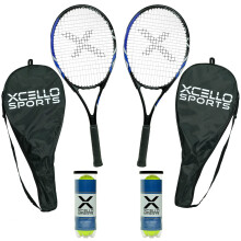 Xcello Sports 23"" Aluminium-Schlgerset (Blau/Schwarz) mit 2 Rhren Tennisbllen und 2 Hllen