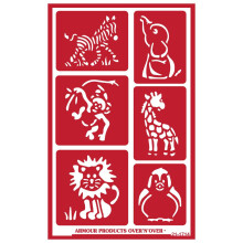 Armour Products Ove n Over-Baby Zoo Animals Over n Over Reutilable Glass Graeting Stencil Brown