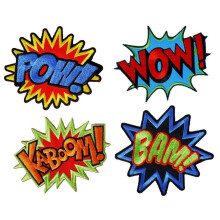 POW GRAFIC POW! WOW! Bam! Kaboom! Supereroi boom bang brodat fier pe plasture comic pow wow kaboom efect sonor rucsac cartoon jean jacheta de cam