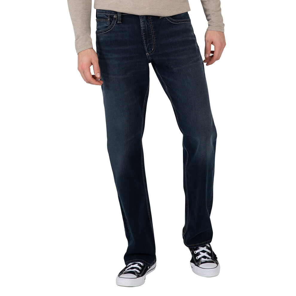 Silver Jeans co Jean Zac coupe d   contract   e     jambe droite pour homme, indigo fonc   , 38 l x 34 L